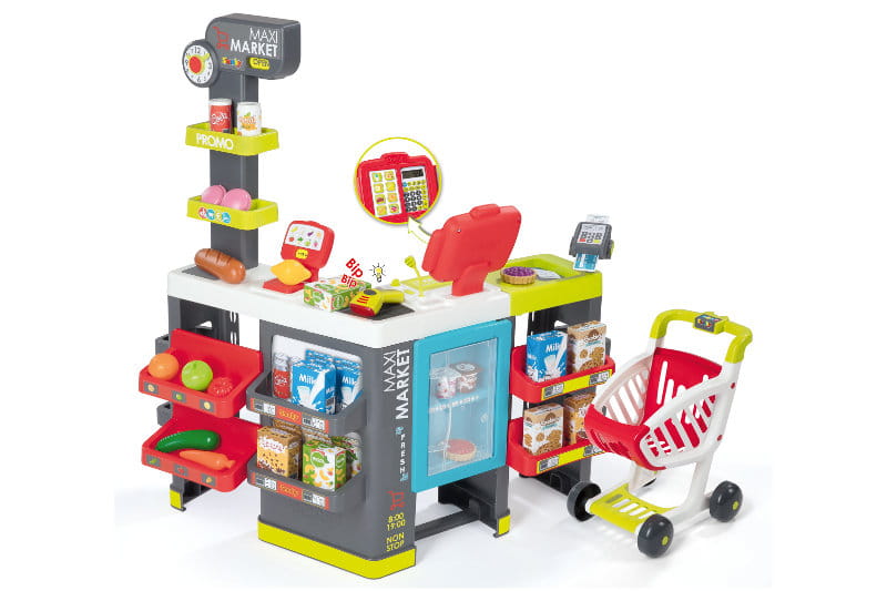 Maximarket z wózkiem - Smoby - zabawkowy market dla dzieci, zabawa w sklep